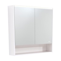 Fie LED Mirror Gloss White Shaving Cabinet With Under Shelf